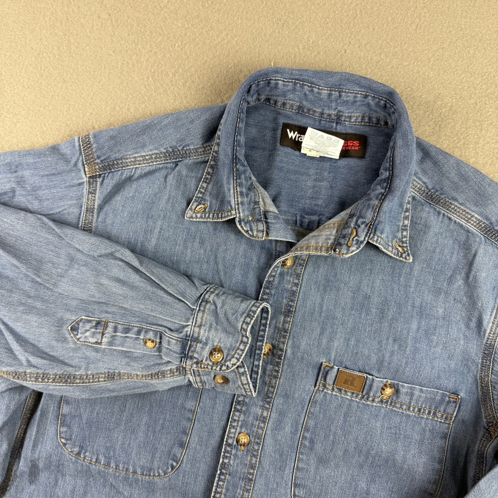 Riggs Workwear Shirt Mens Large‎ Blue Button Down Utility Wrangler